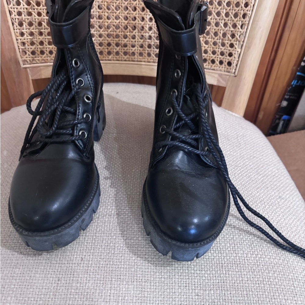 Sleek Black Women's Combat Boots